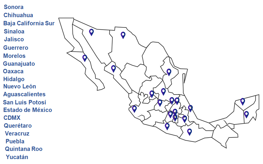 mapa méxico sucursales konaha